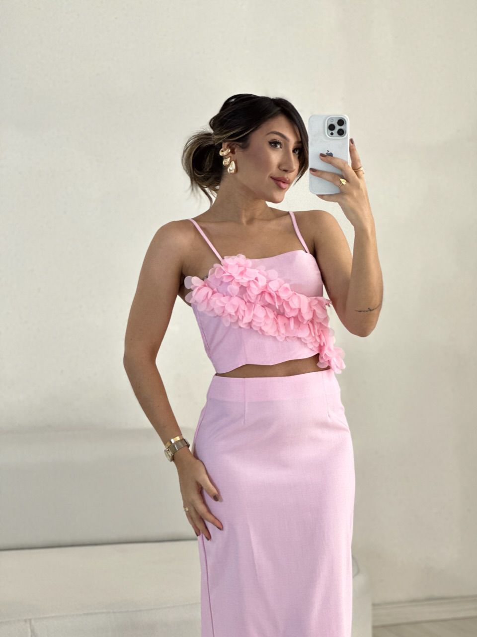 CONJUNTO ELSA SAIA TOP BABY PINK