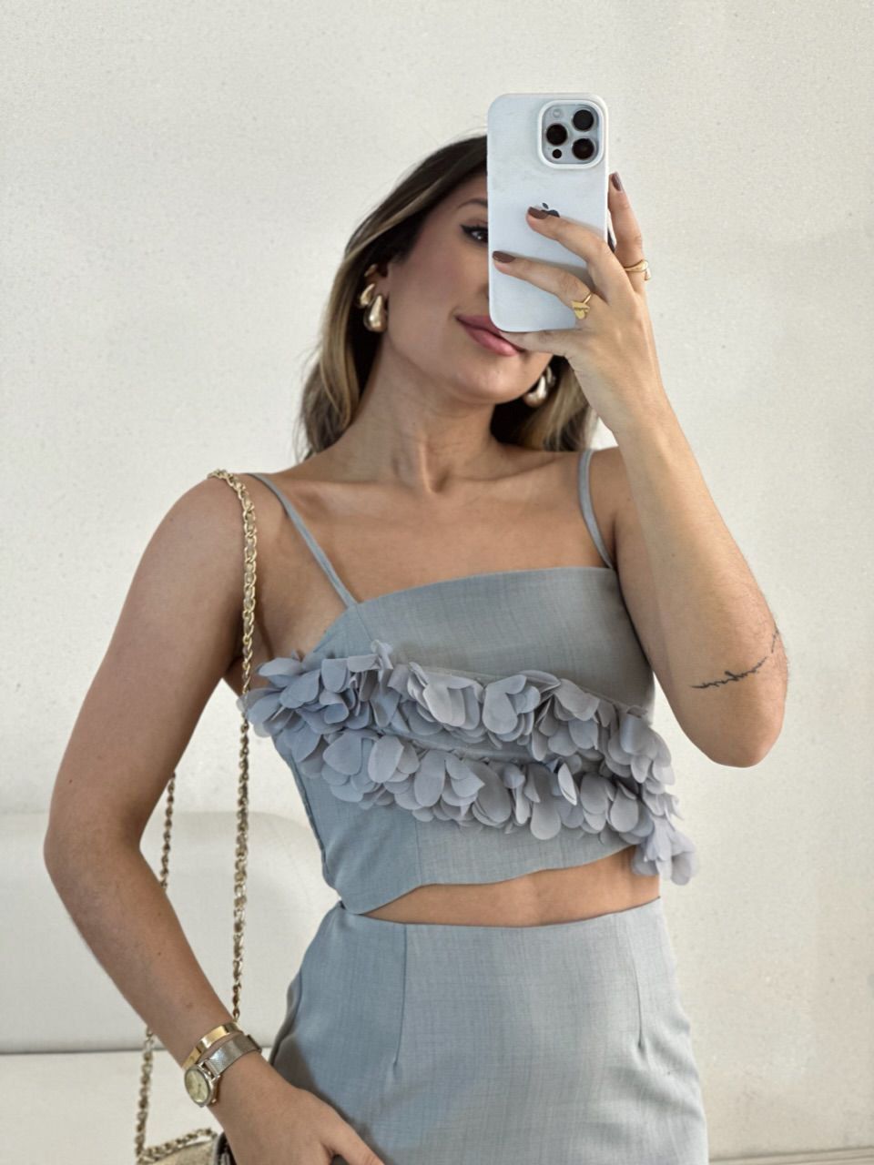 CONJUNTO ELSA SAIA TOP CINZA