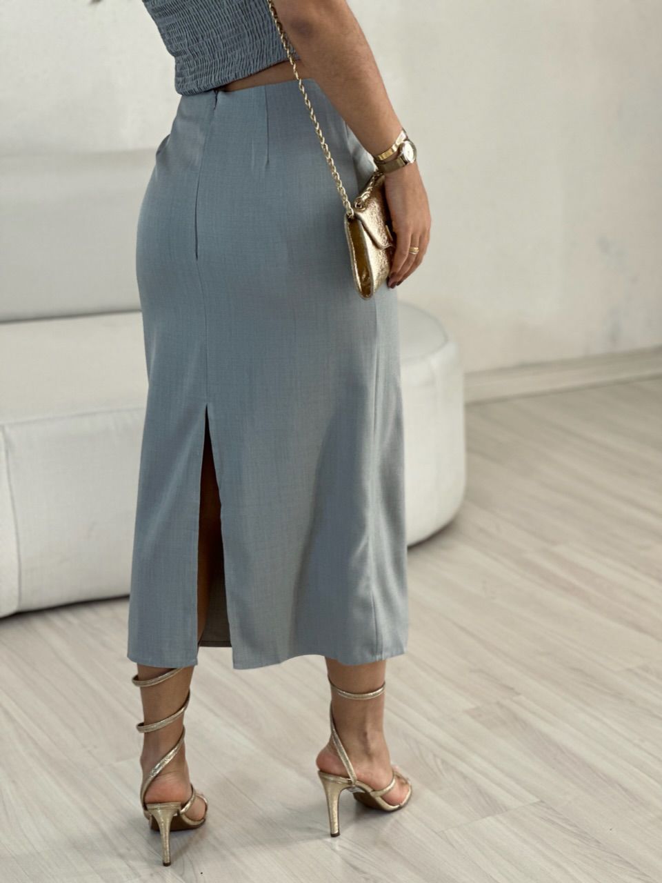 CONJUNTO ELSA SAIA TOP CINZA