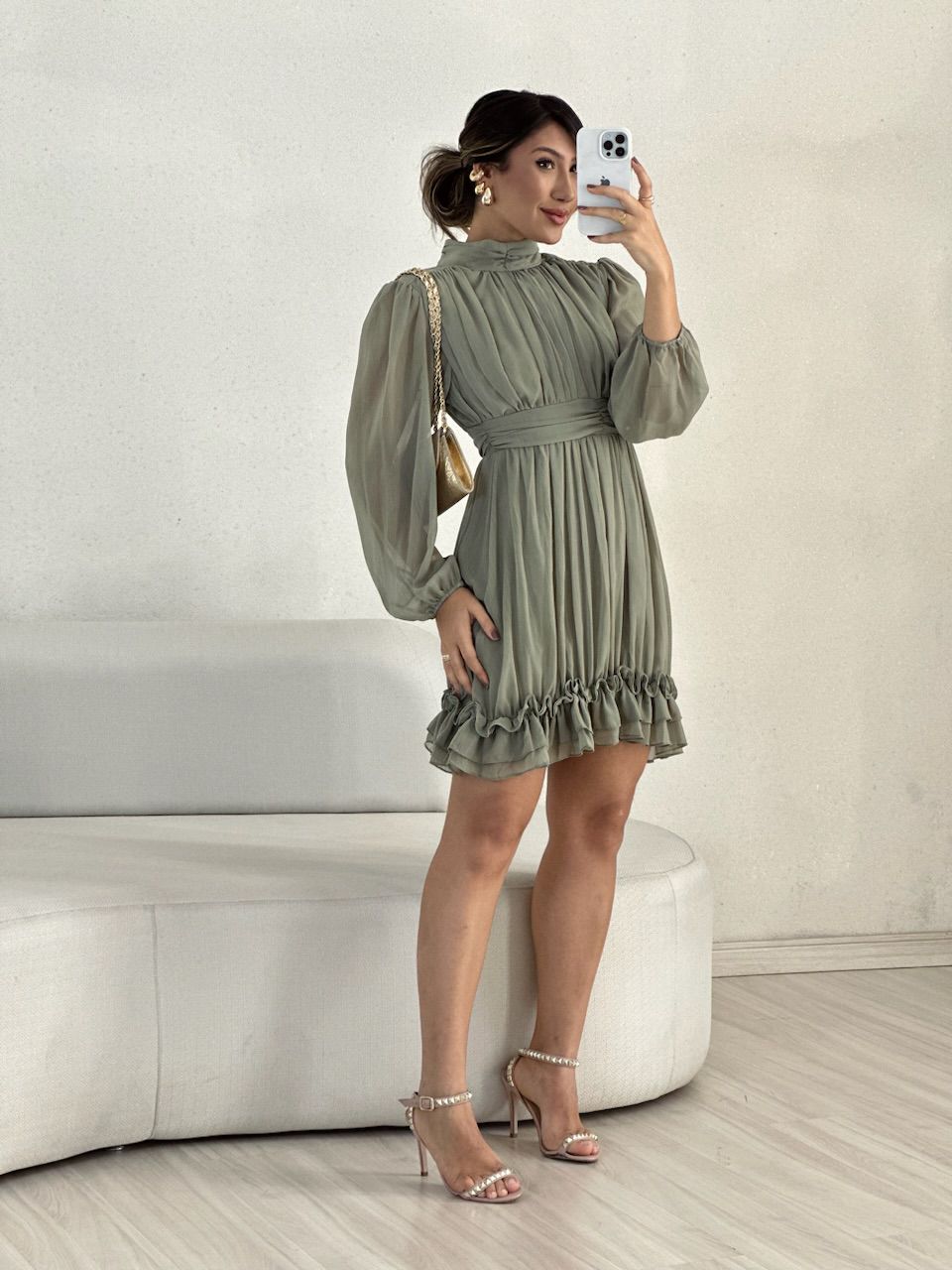 VESTIDO FLAVIANA MANGA LONGA VERDE