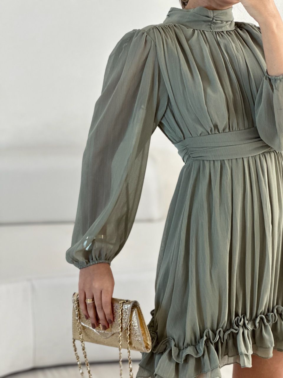 VESTIDO FLAVIANA MANGA LONGA VERDE