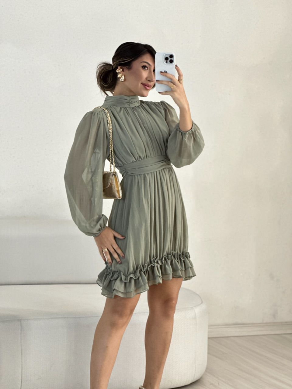VESTIDO FLAVIANA MANGA LONGA VERDE