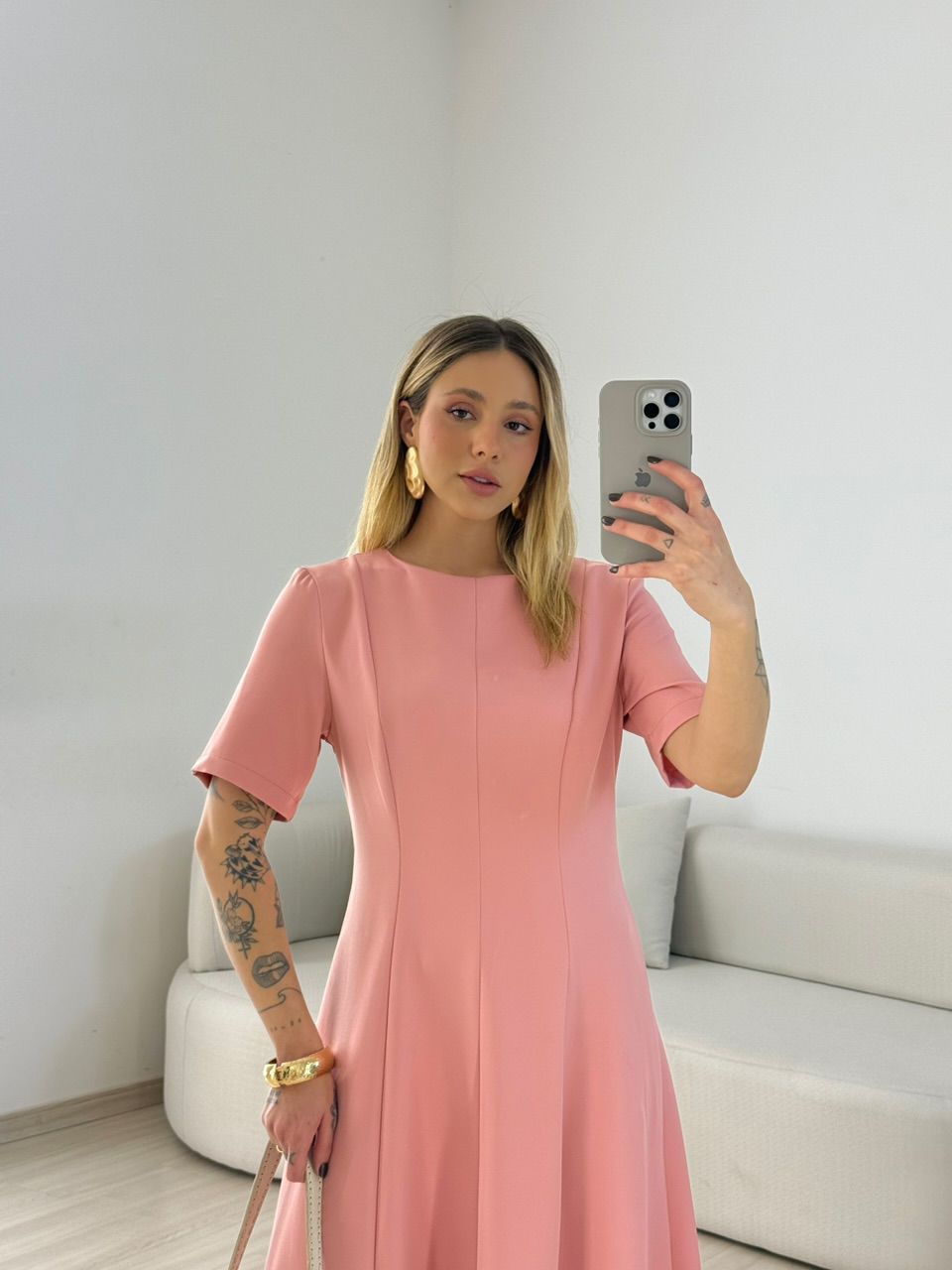 VESTIDO SUELEN MIDI ROSA