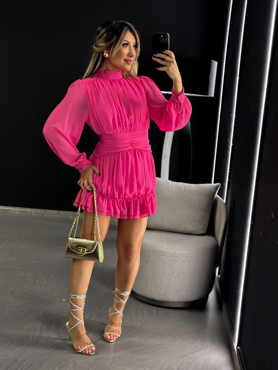 VESTIDO ELSA MANGA LONGA ROSA