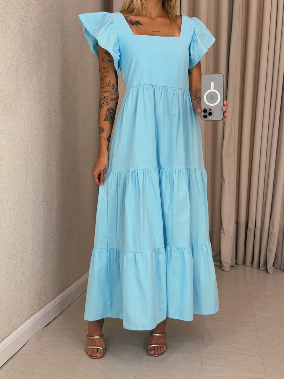 VESTIDO VILMA babados BABY BLUE