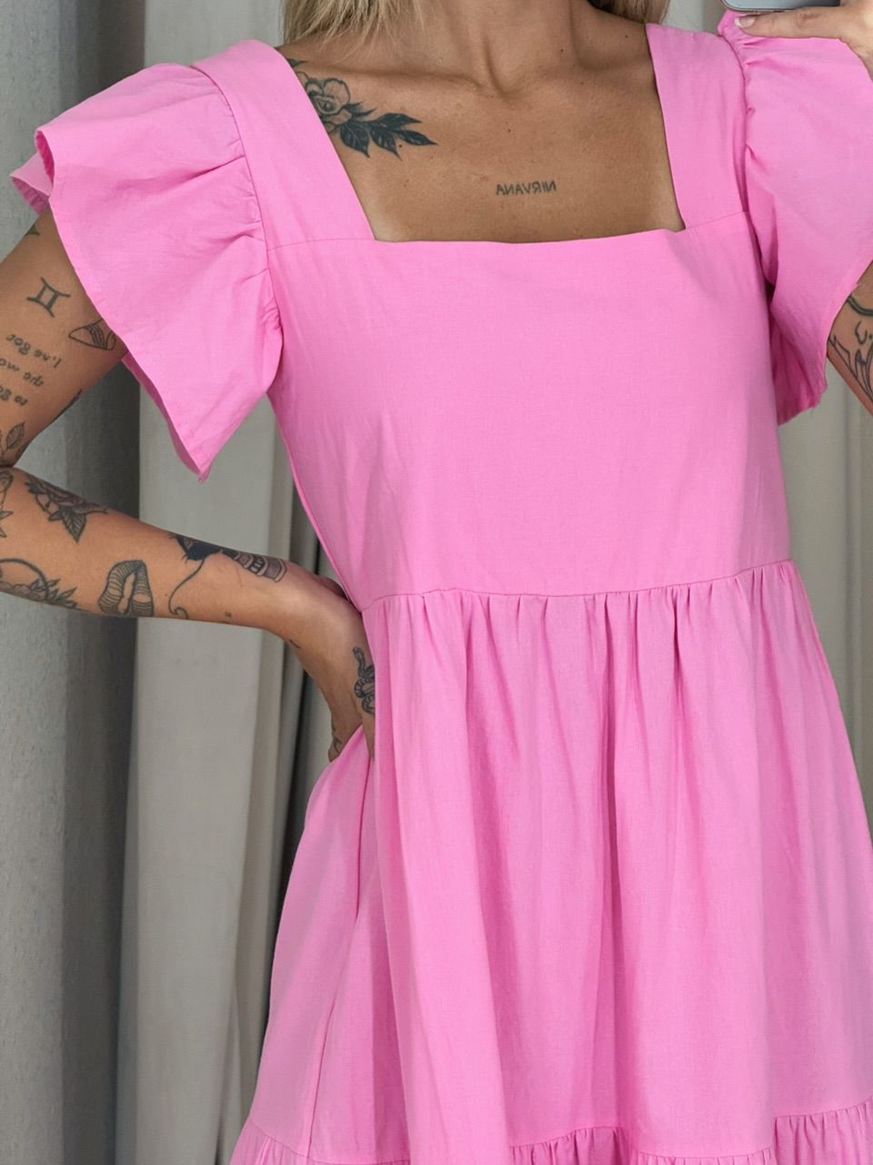 VESTIDO VILMA babados BABY PINK