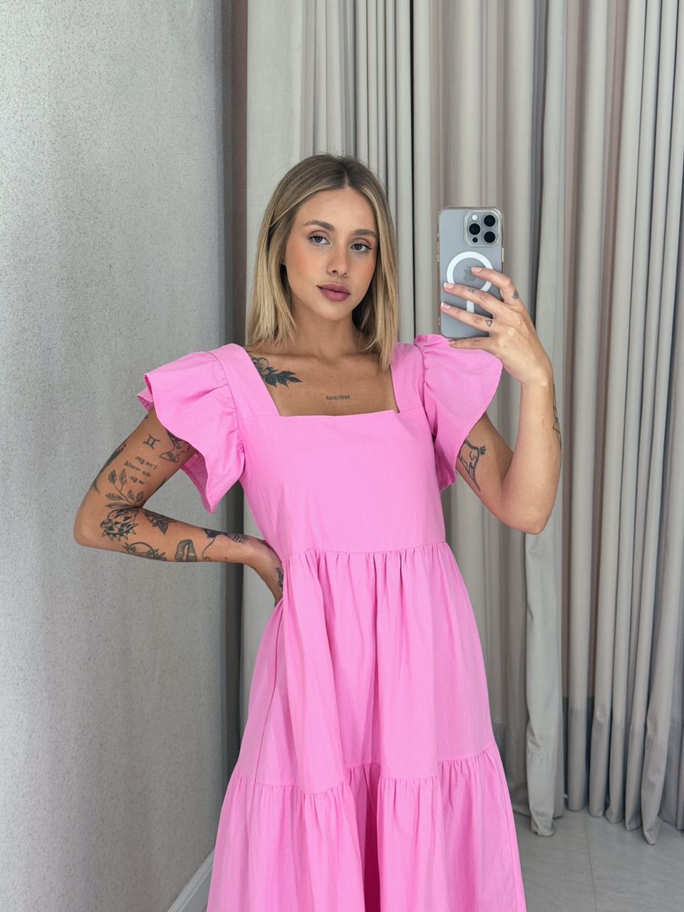 VESTIDO VILMA babados BABY PINK