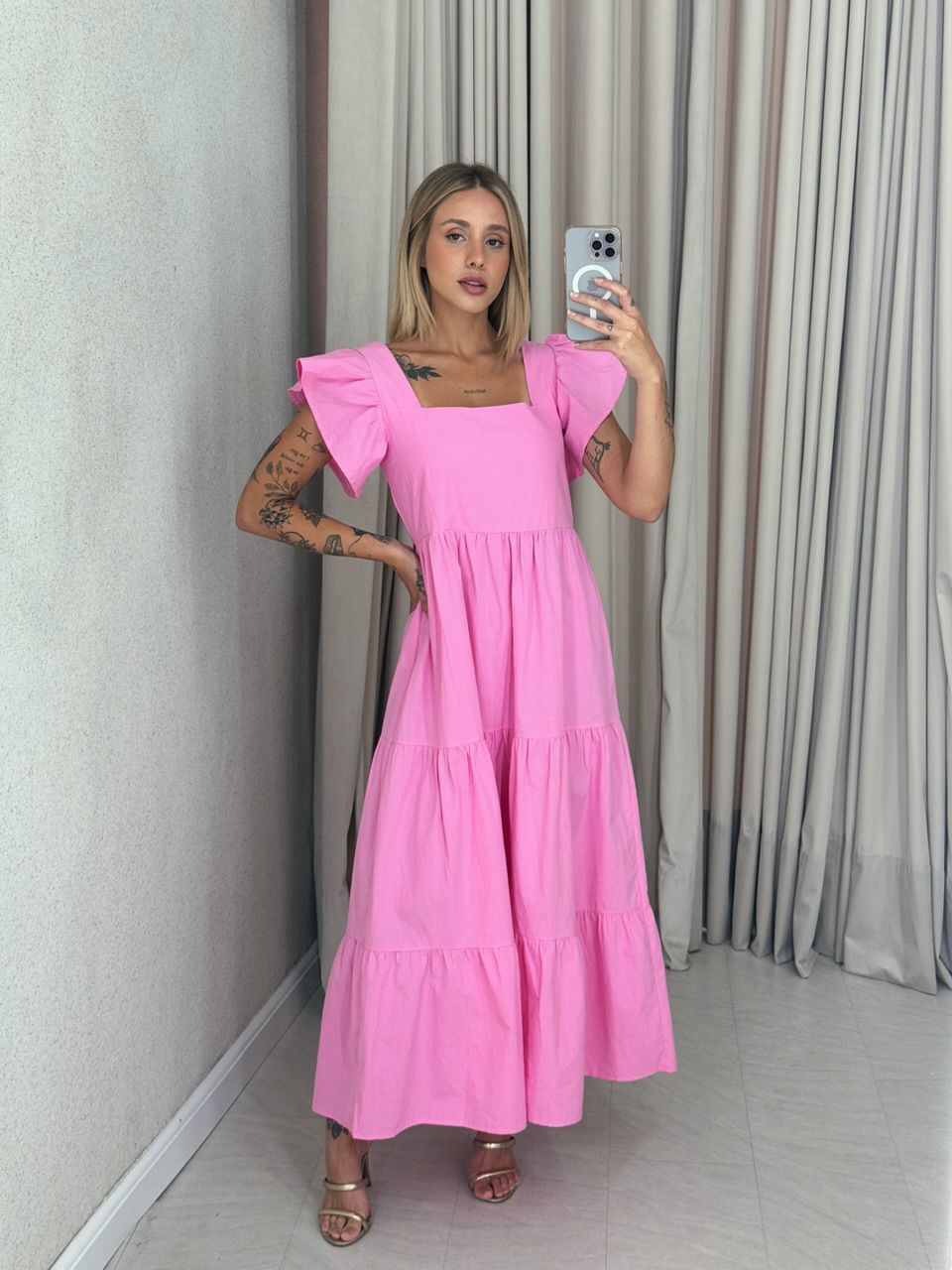 VESTIDO VILMA babados BABY PINK