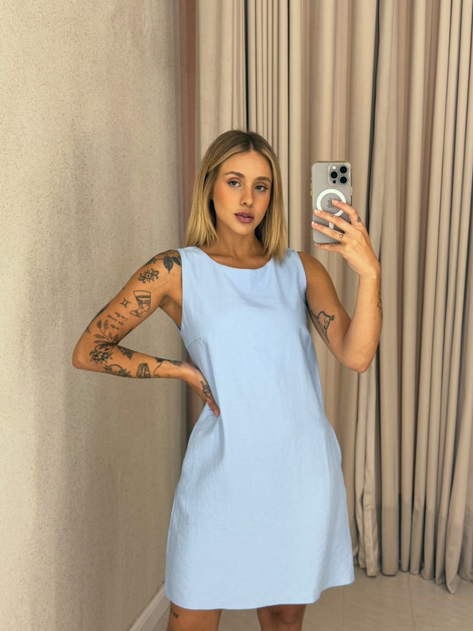 VESTIDO CLARICE CAVADO AZUL