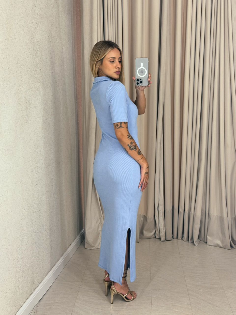 VESTIDO NATÁLIA GOLA POLO BABY BLUE