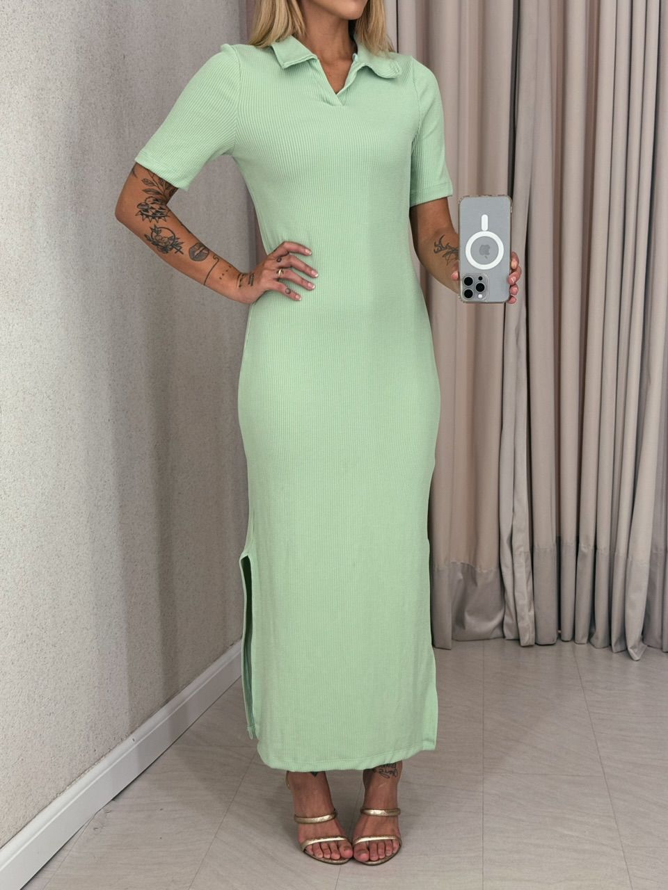 VESTIDO NATÁLIA GOLA POLO BABY GREEN