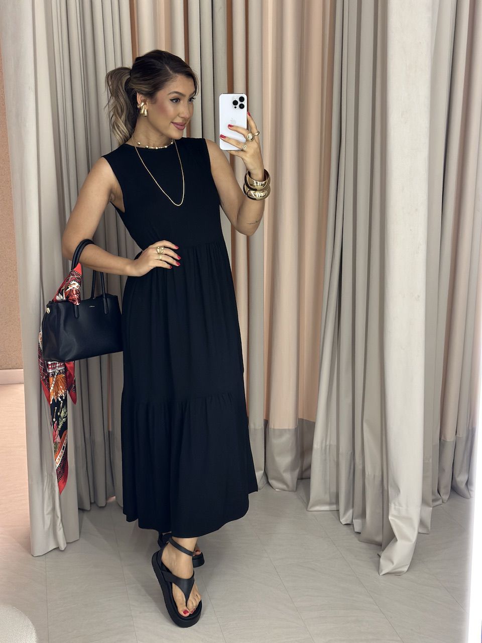 VESTIDO GILDA CAVADO preto - 0059440032 - CAROLLA FERRARO