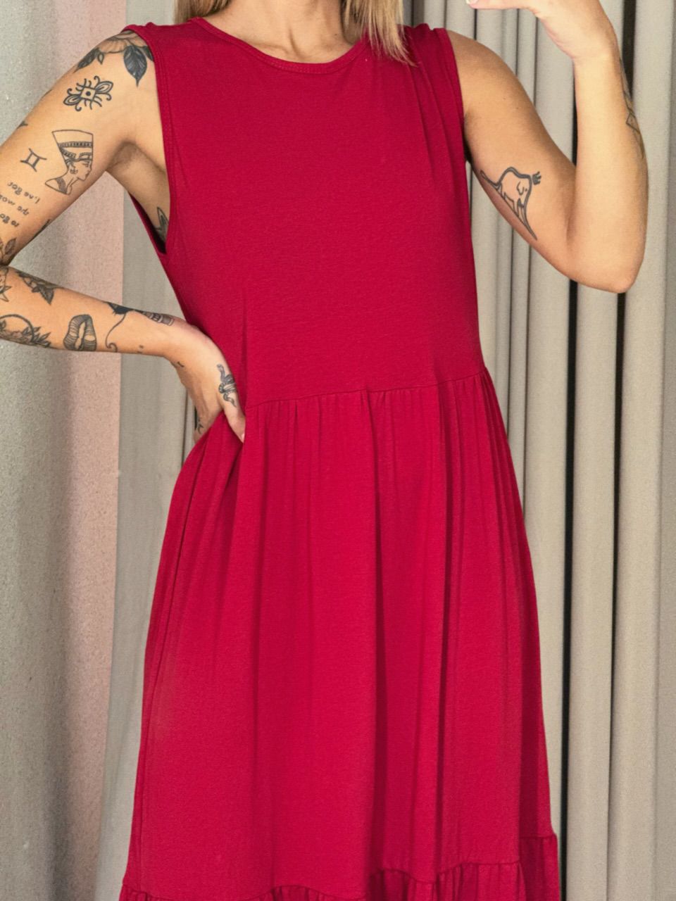 VESTIDO GILDA CAVADO vermelho