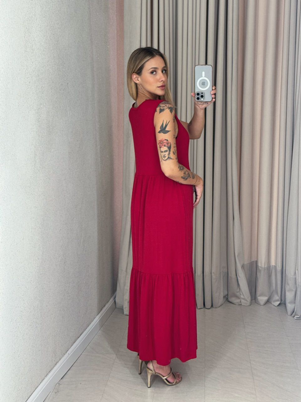 VESTIDO GILDA CAVADO vermelho