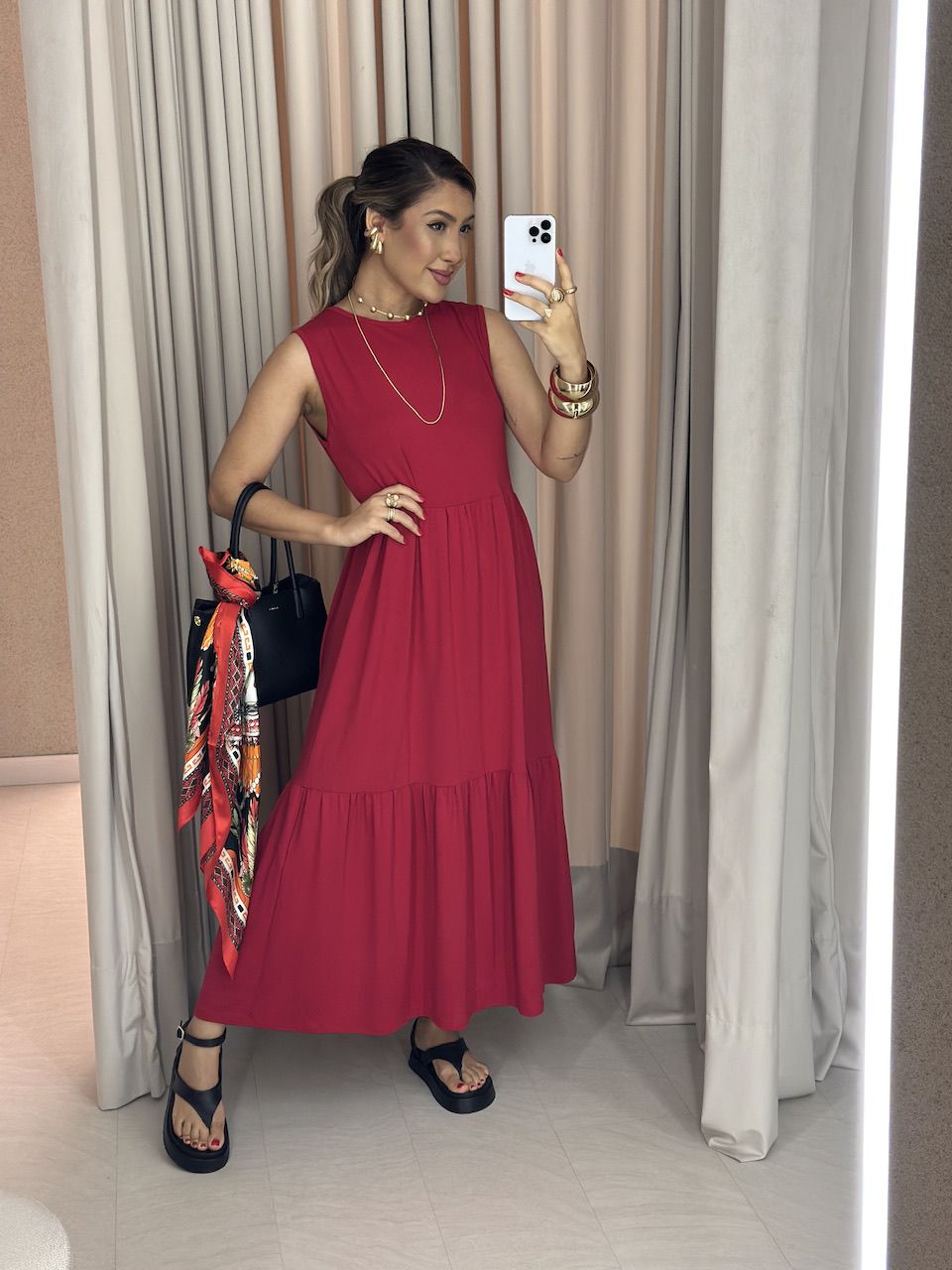 VESTIDO GILDA CAVADO vermelho - 0059440006 - CAROLLA FERRARO