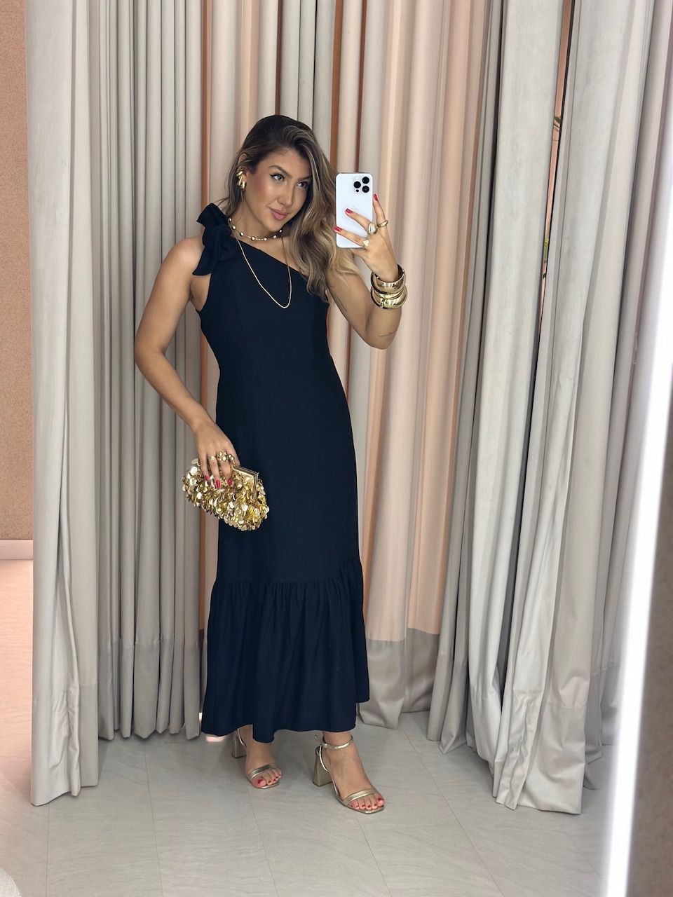 VESTIDO IVONE NULA MANGA PRETO