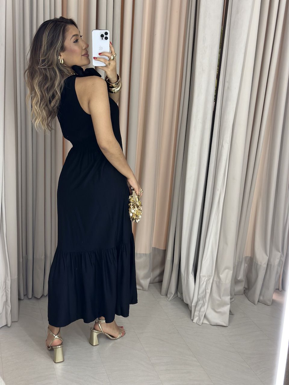 VESTIDO IVONE NULA MANGA PRETO