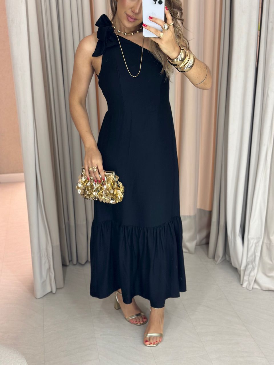 VESTIDO IVONE NULA MANGA PRETO
