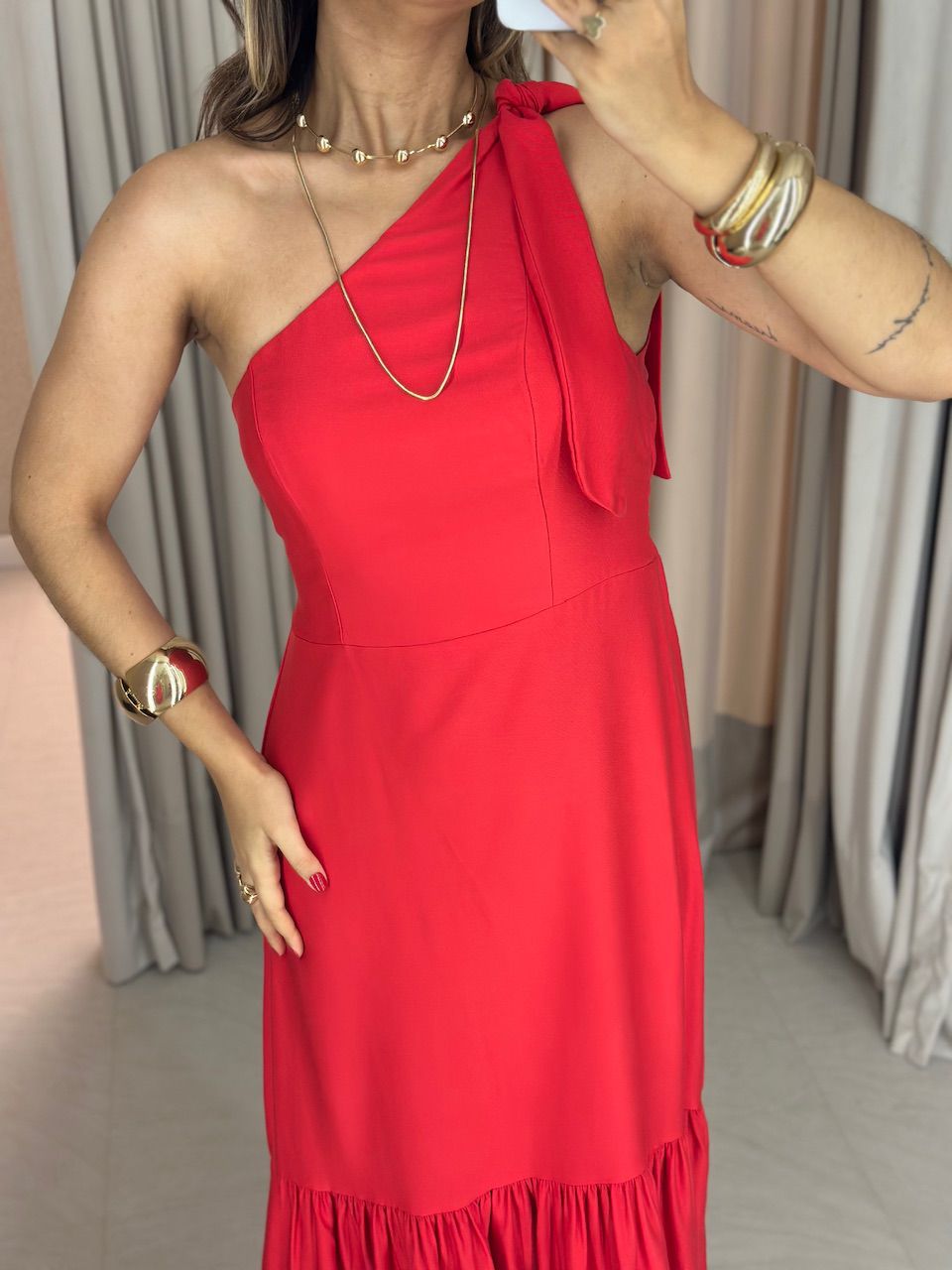 VESTIDO IVONE NULA MANGA VERMELHO