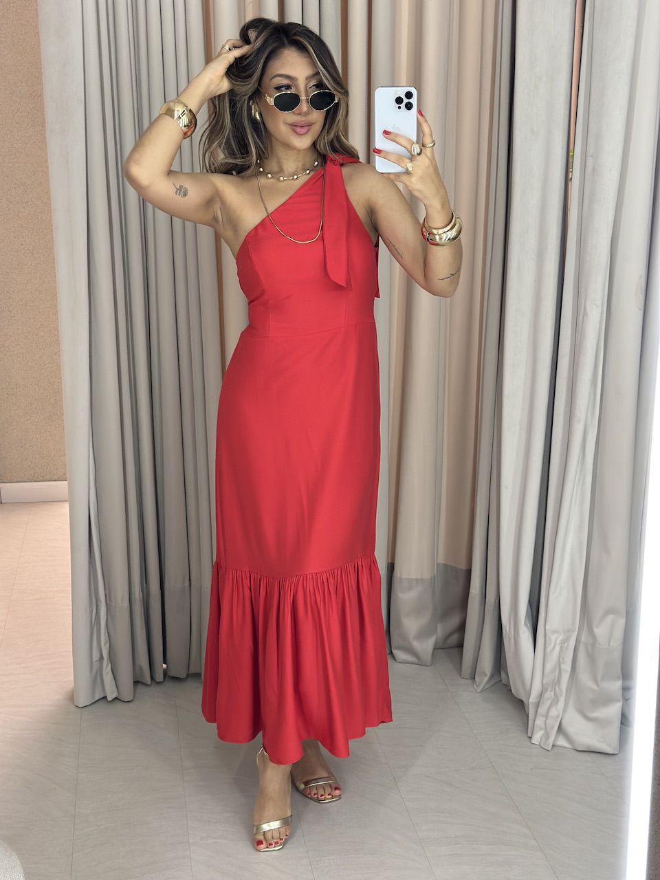VESTIDO IVONE NULA MANGA VERMELHO
