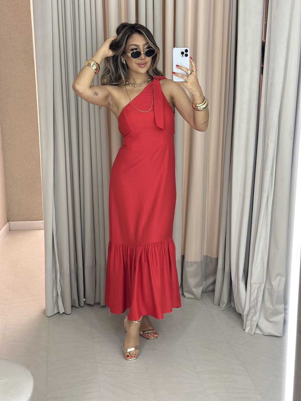 VESTIDO IVONE NULA MANGA VERMELHO