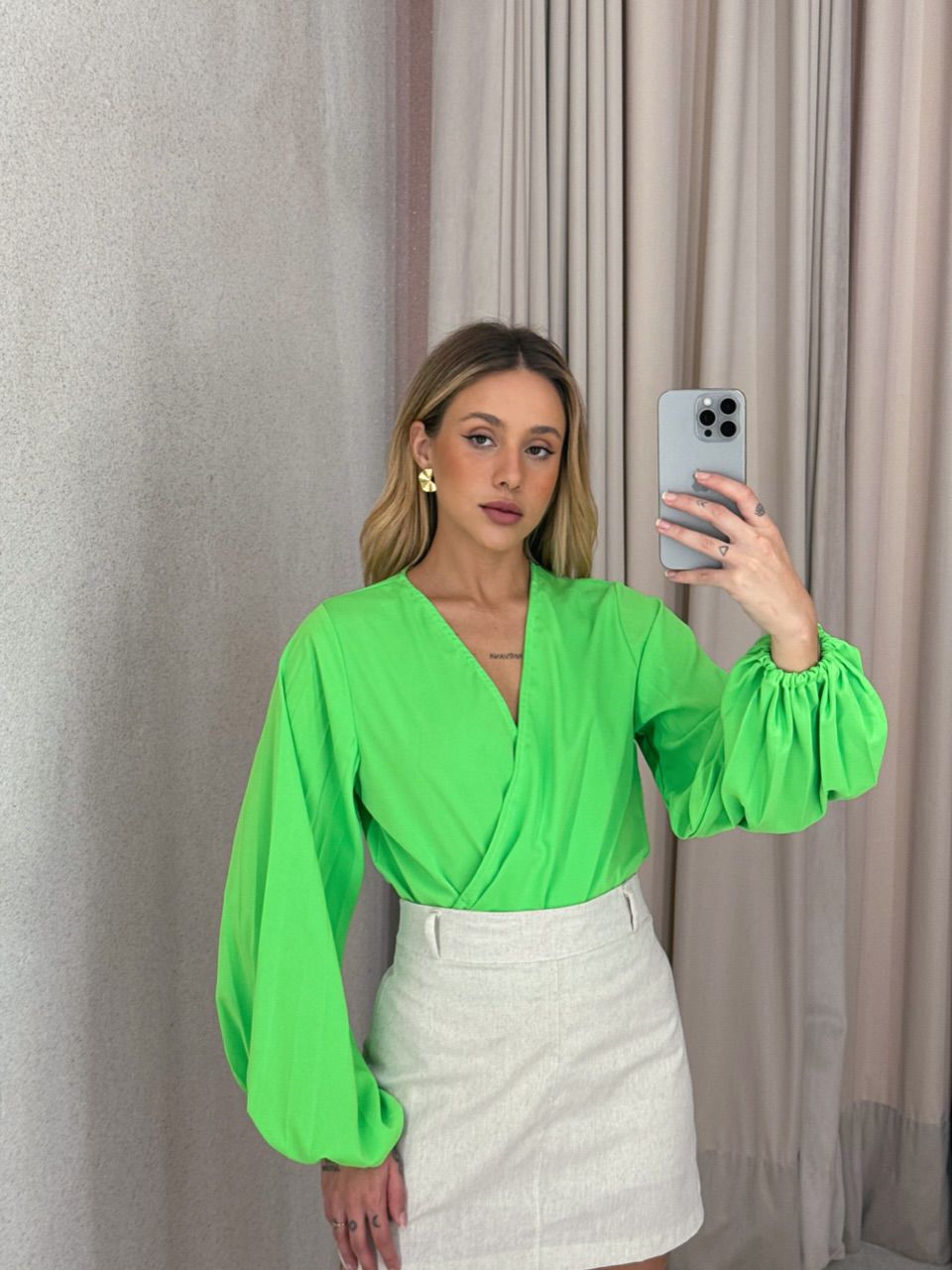 BODY REGINA MANGA LONGA VERDE NEON - 0059980133 - CAROLLA FERRARO