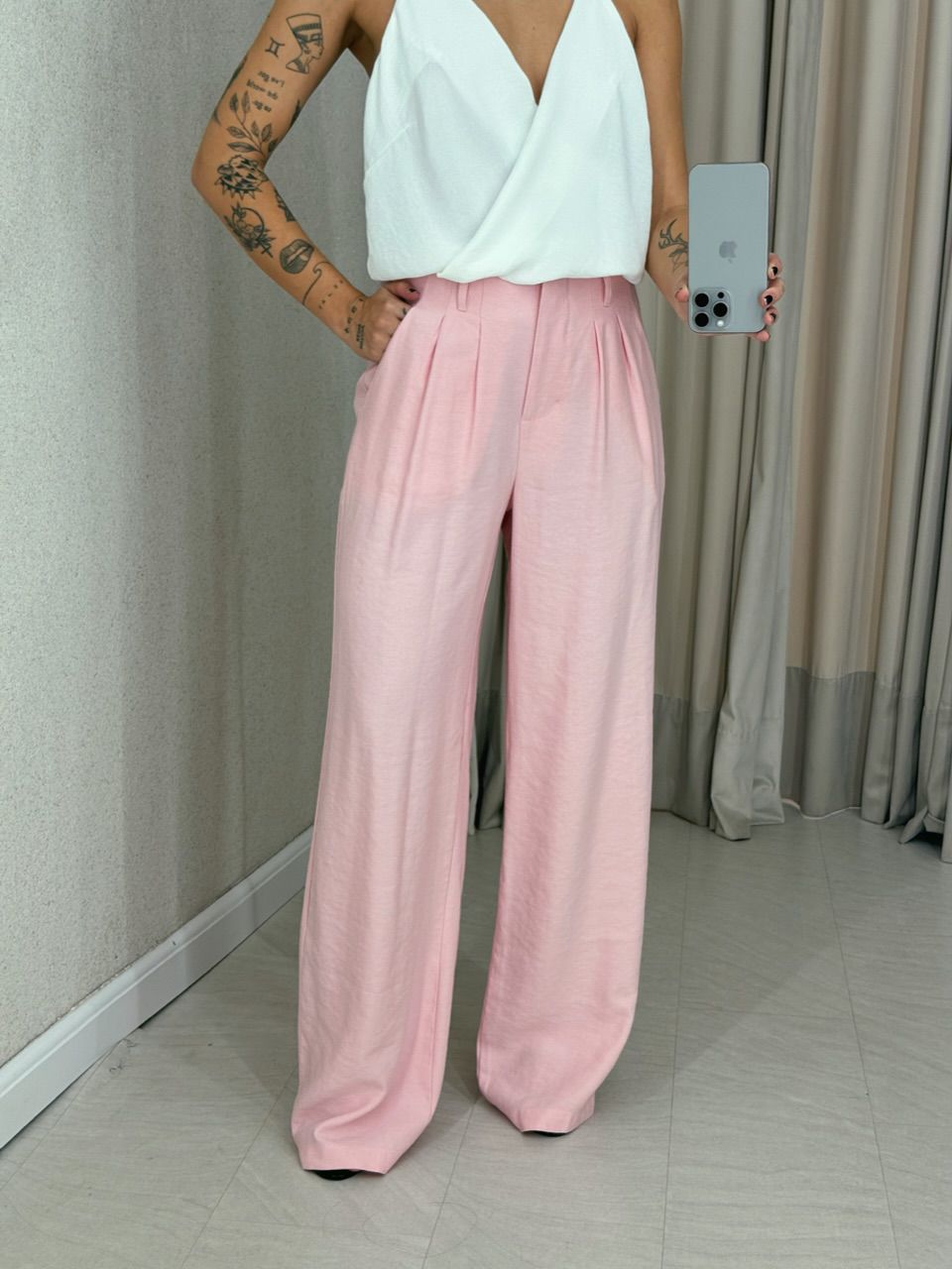 CALÇA IOLANDA PANTALONA ROSA - 0059970031 - CAROLLA FERRARO