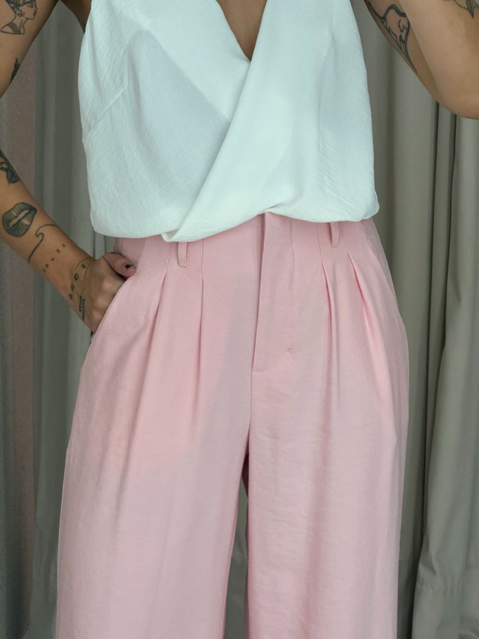 CALÇA IOLANDA PANTALONA ROSA