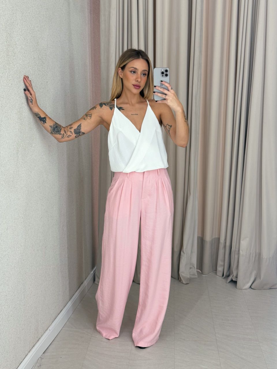 CALÇA IOLANDA PANTALONA ROSA