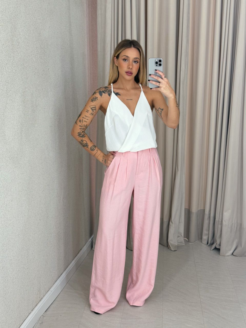 CALÇA IOLANDA PANTALONA ROSA