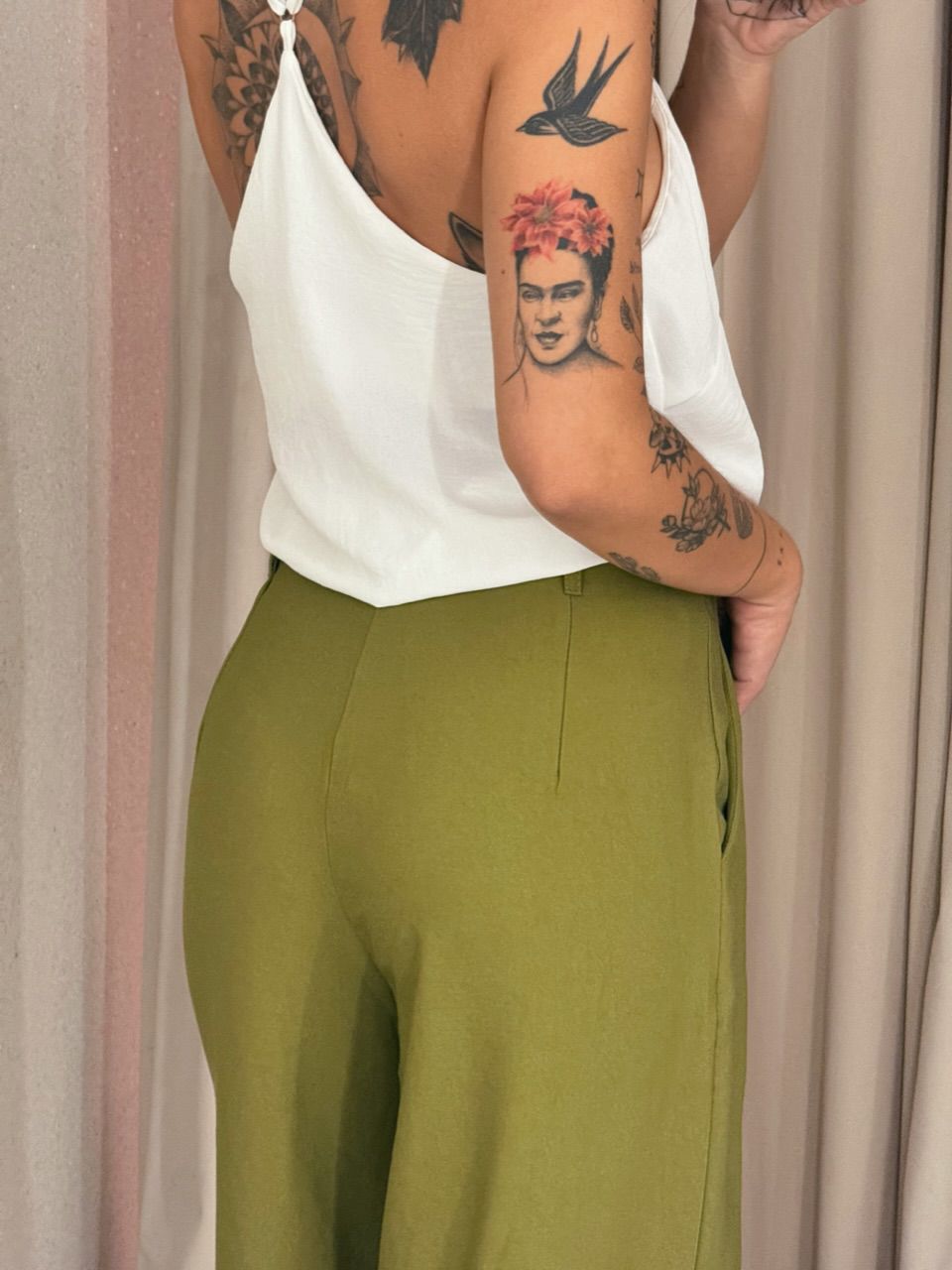CALÇA IOLANDA PANTALONA VERDE MILITAR