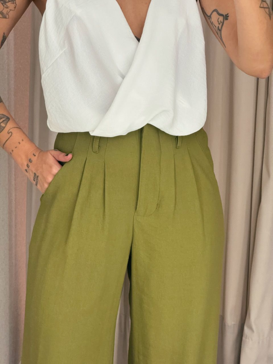 CALÇA IOLANDA PANTALONA VERDE MILITAR