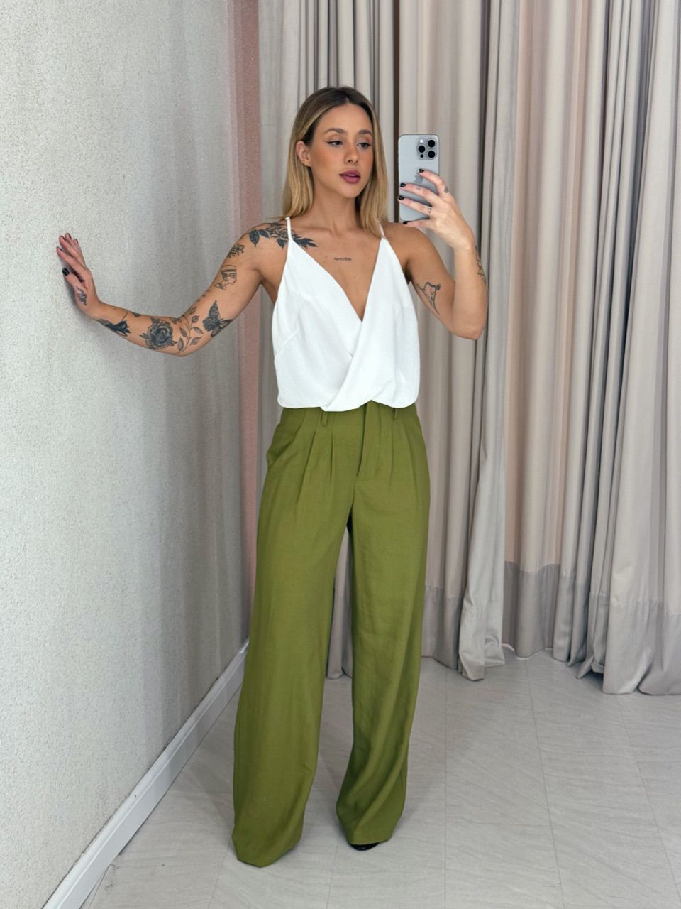 CALÇA IOLANDA PANTALONA VERDE MILITAR