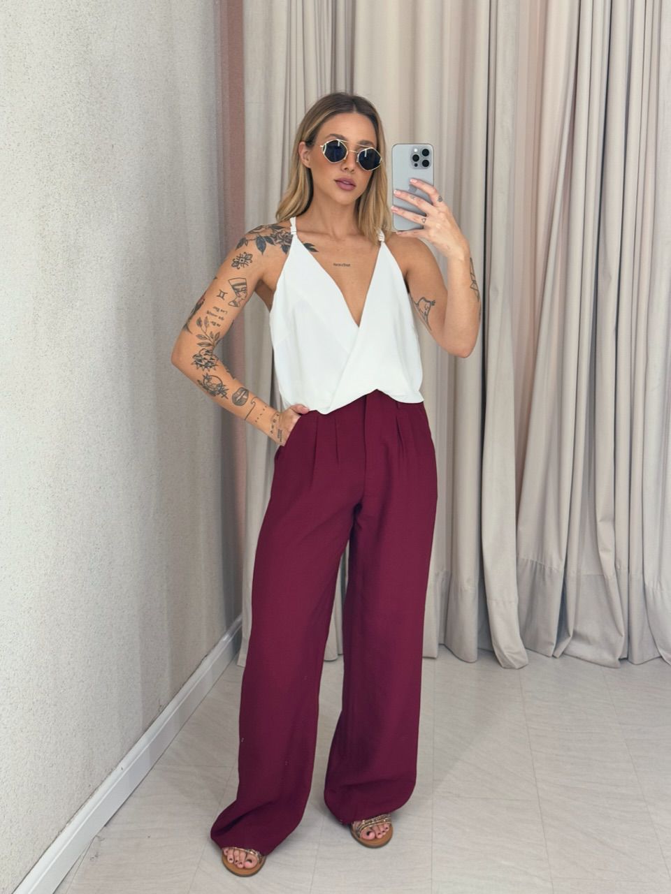 CALÇA IOLANDA PANTALONA VINHO