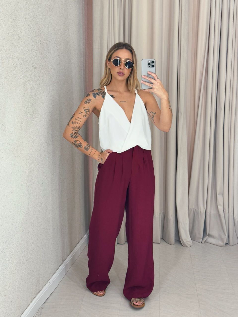 CALÇA IOLANDA PANTALONA VINHO