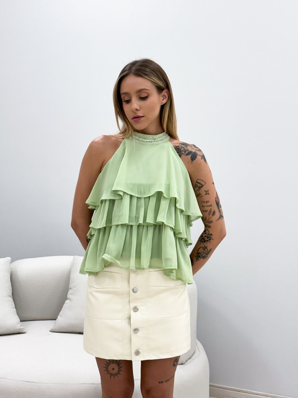 BLUSA AMÉLIA BABADOS VERDE