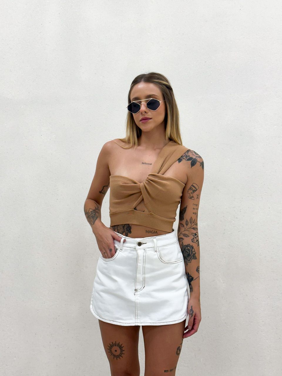 CROPPED CLARA TRICOT NUDE - 0048690049 - CAROLLA FERRARO