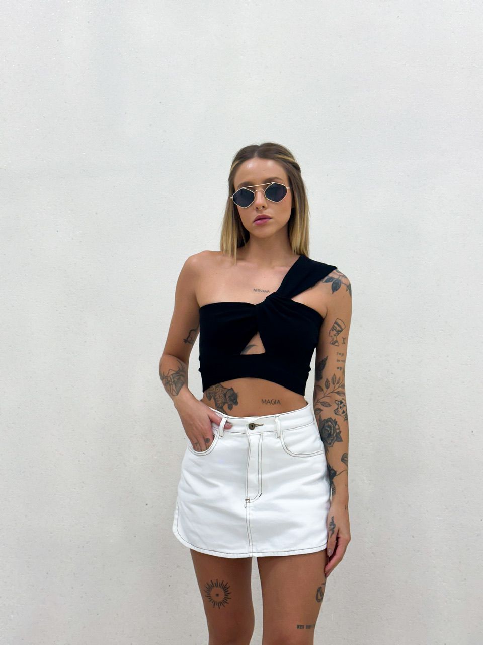 CROPPED CLARA TRICOT PRETO - 0048690032 - CAROLLA FERRARO