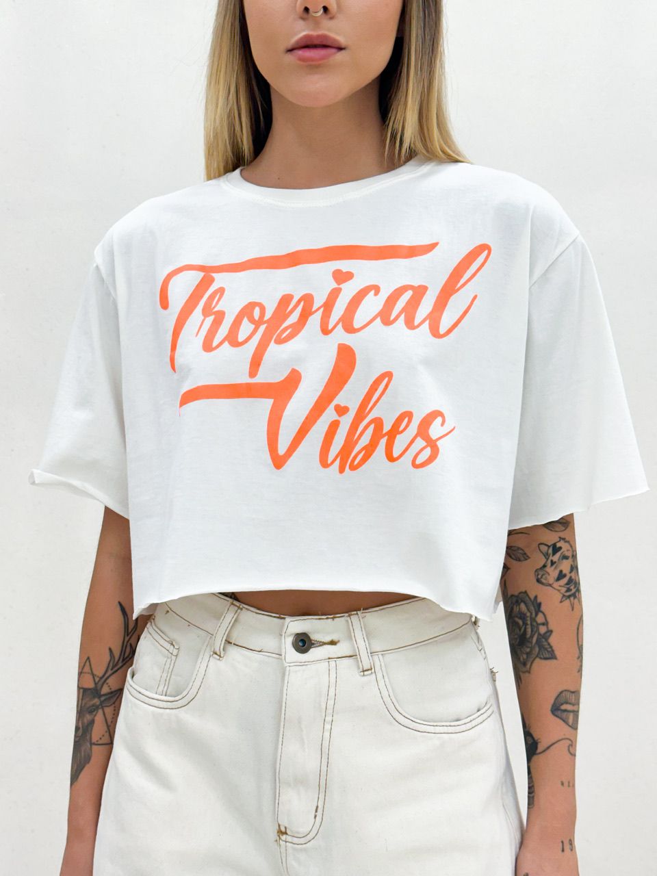 CROPPED TROPICAL VIBES OFF - 0048610048 - CAROLLA FERRARO