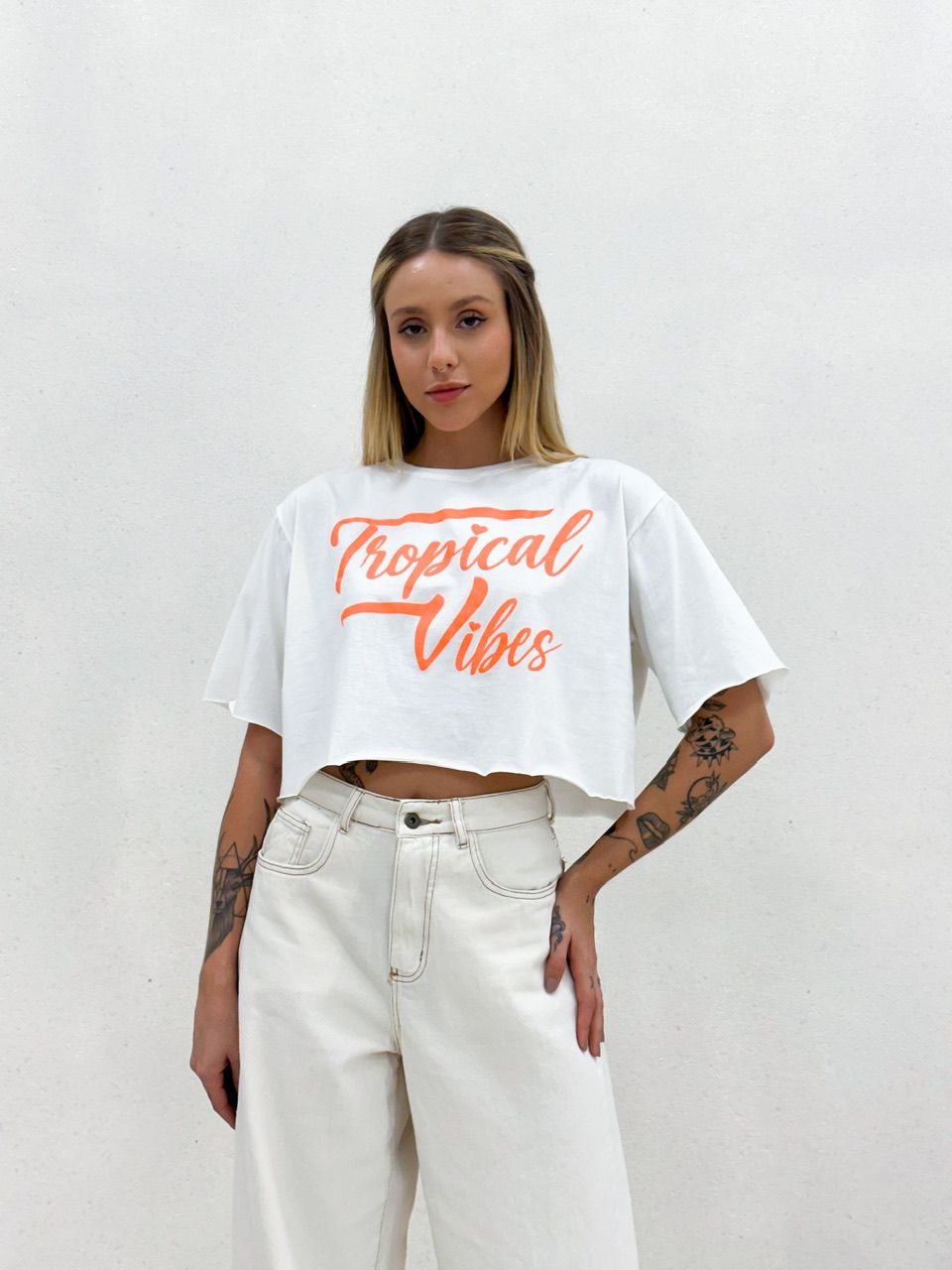 CROPPED TROPICAL VIBES OFF