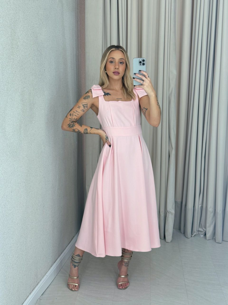 VESTIDO MARISA LAÇO BABY PINK - 0061290366 - CAROLLA FERRARO