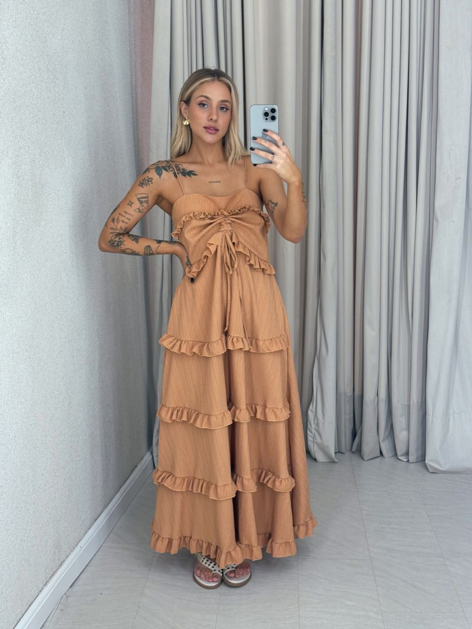 VESTIDO TRANCOSO CF BOHO Caramelo