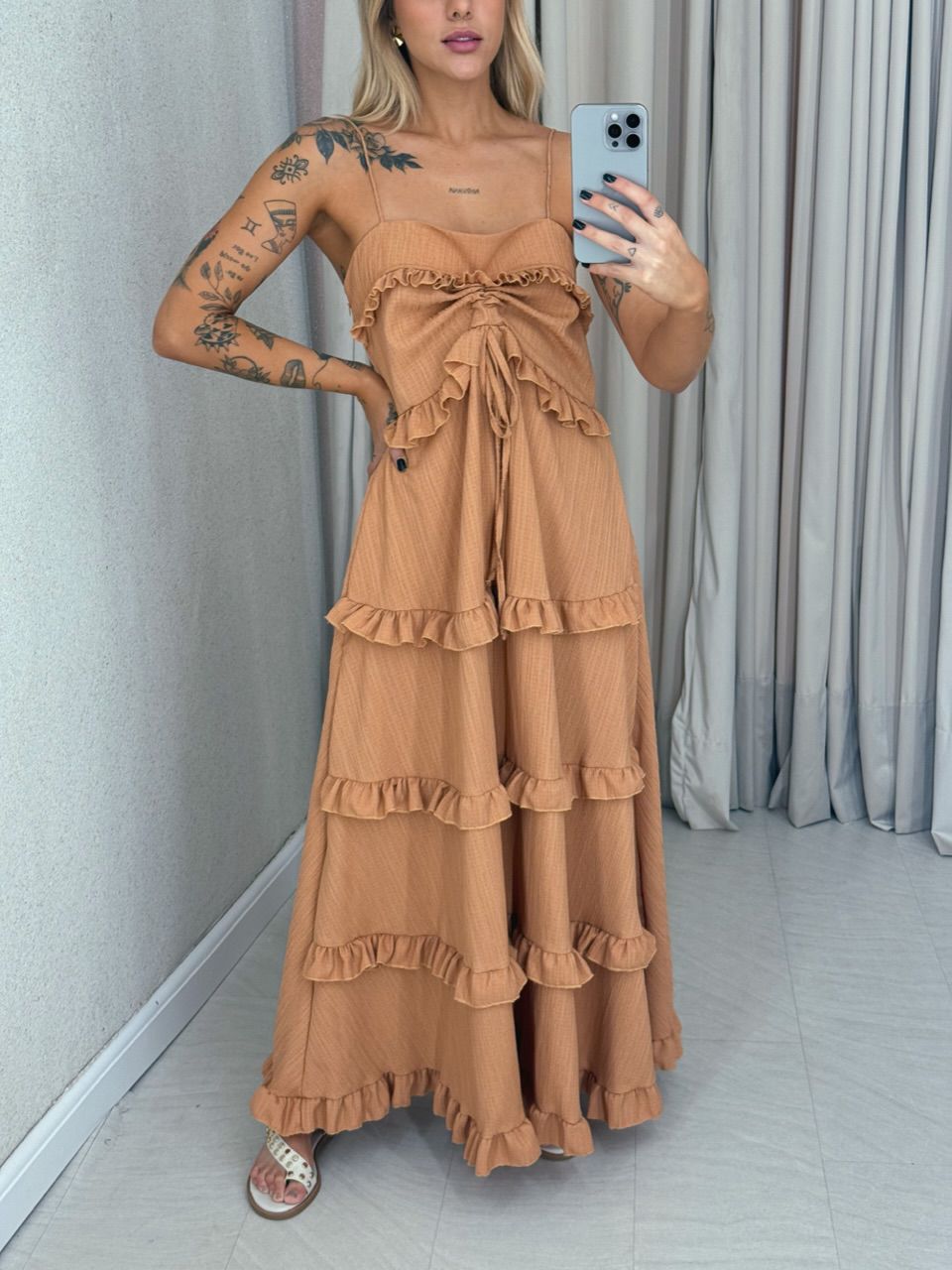 VESTIDO TRANCOSO CF BOHO Caramelo