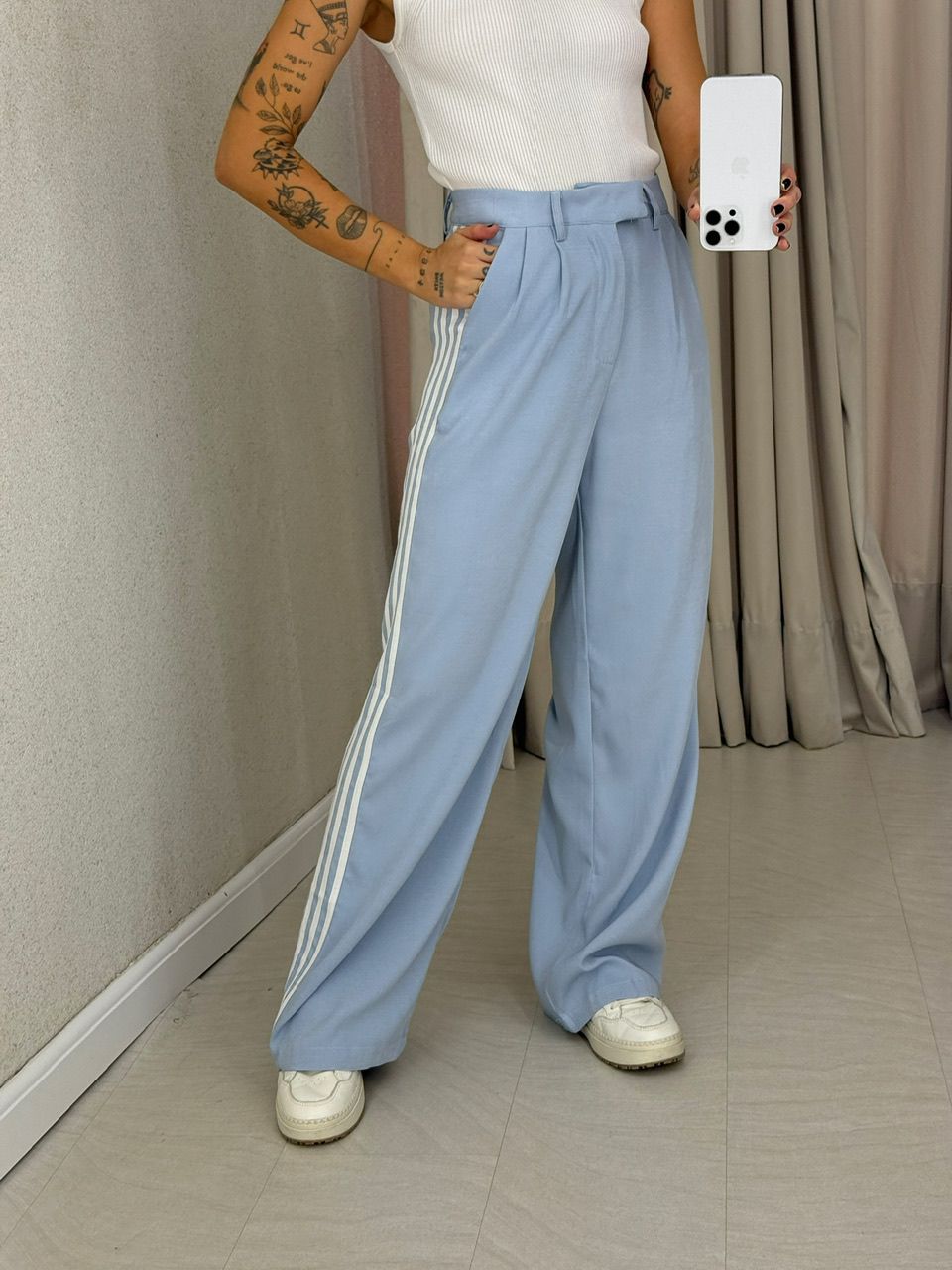 CALÇA NATALIA LISTRAS AZUL