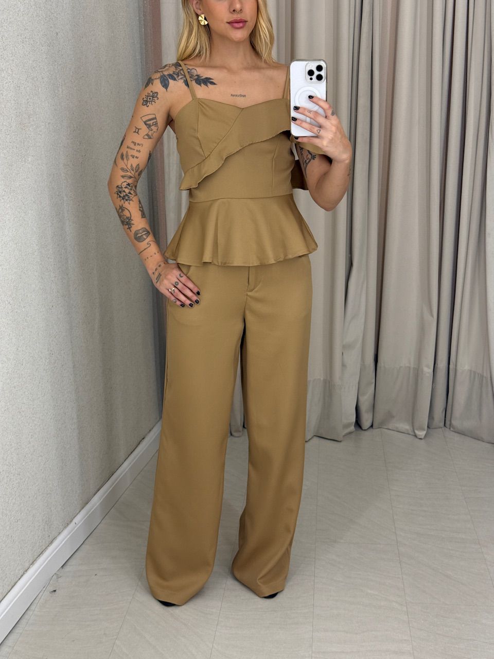 CONJUNTO MILEIDE BLUSA CALÇA NUDE