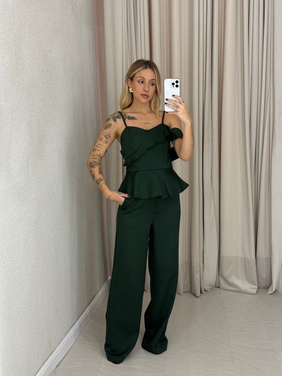CONJUNTO MILEIDE BLUSA CALÇA VERDE - 0063460014 - CAROLLA FERRARO
