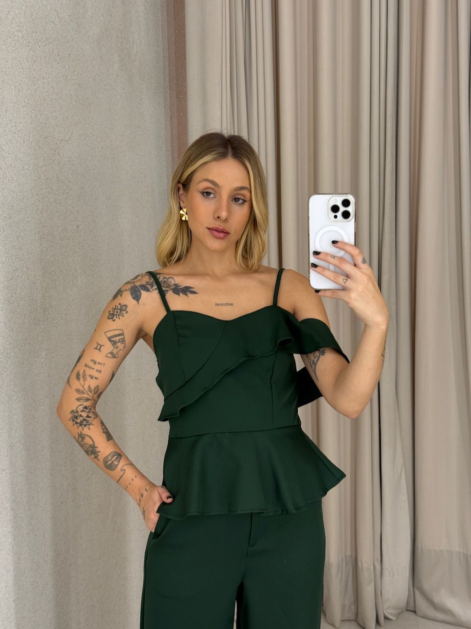 CONJUNTO MILEIDE BLUSA CALÇA VERDE
