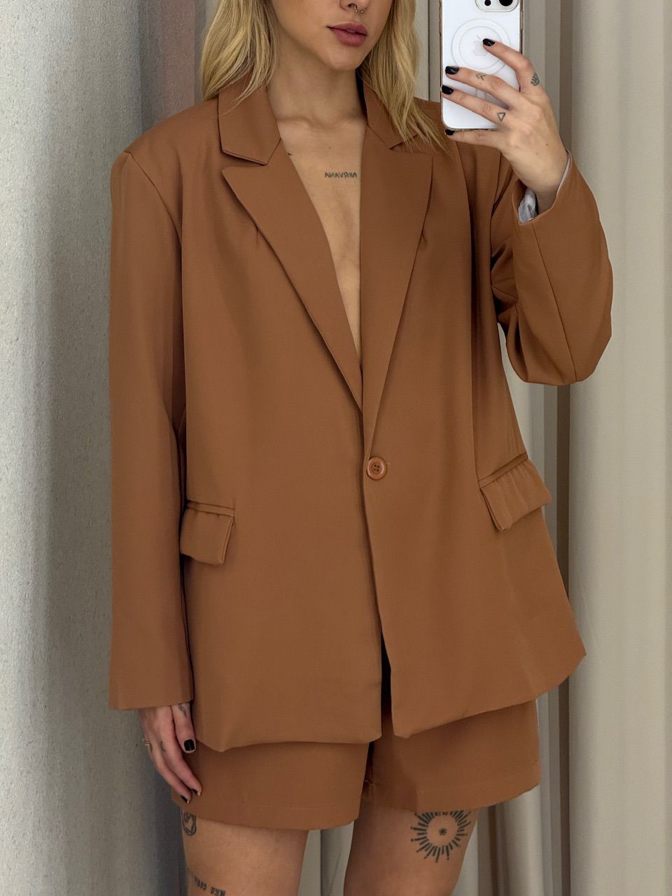 CONJUNTO SANDY BLAZER SHORT CARAMELO