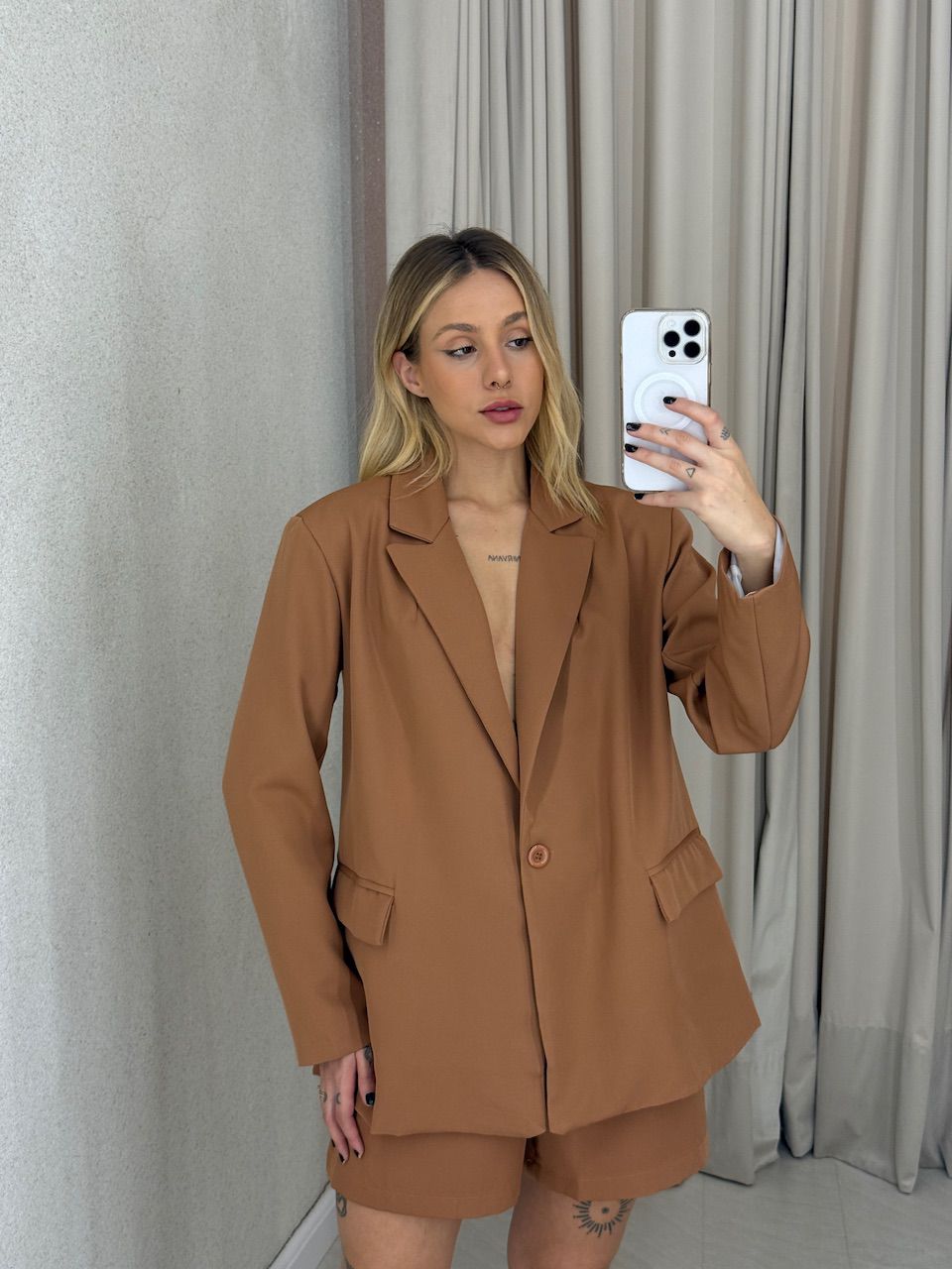 CONJUNTO SANDY BLAZER SHORT CARAMELO