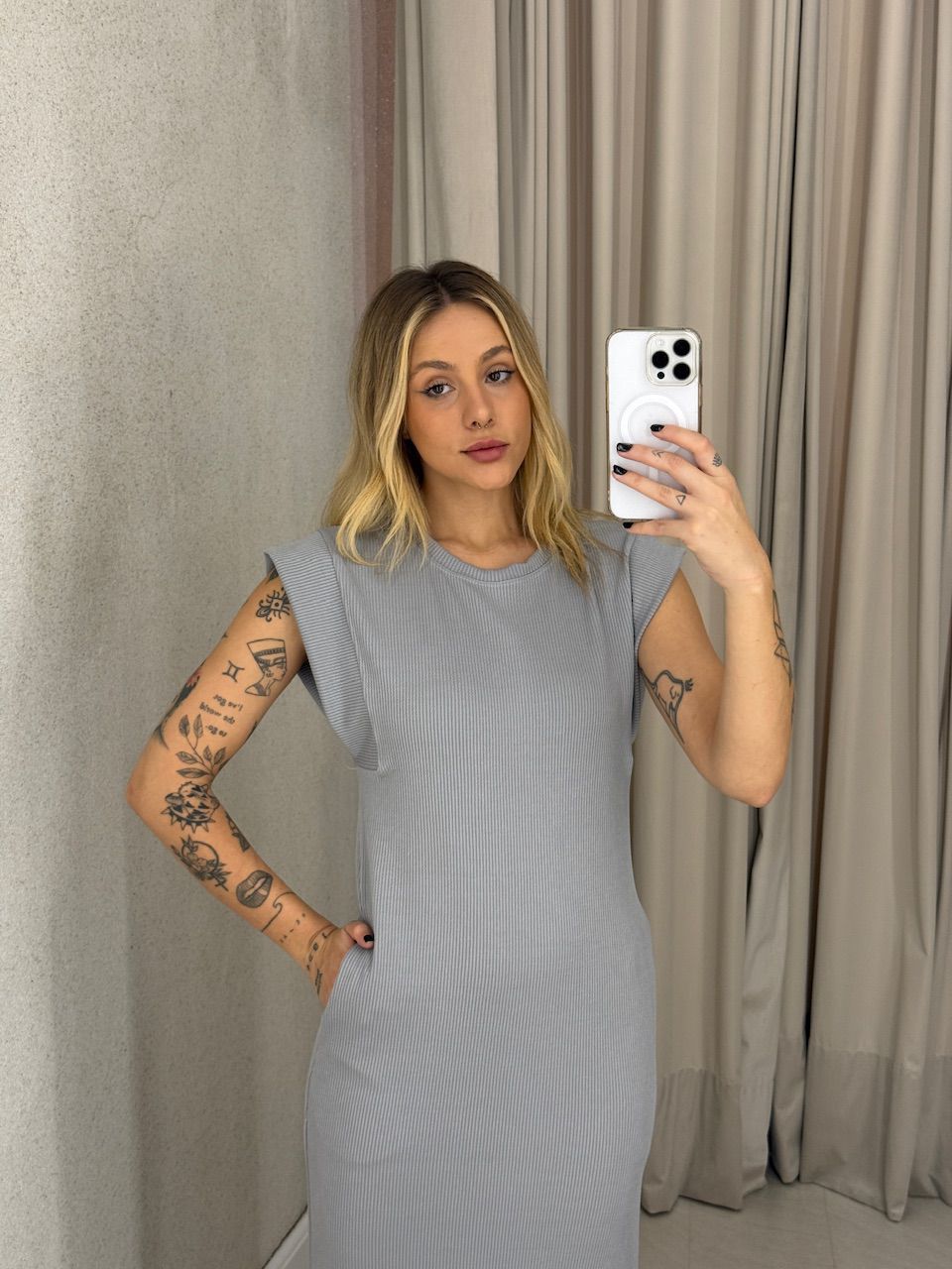 VESTIDO VERA MUSCLE CINZA